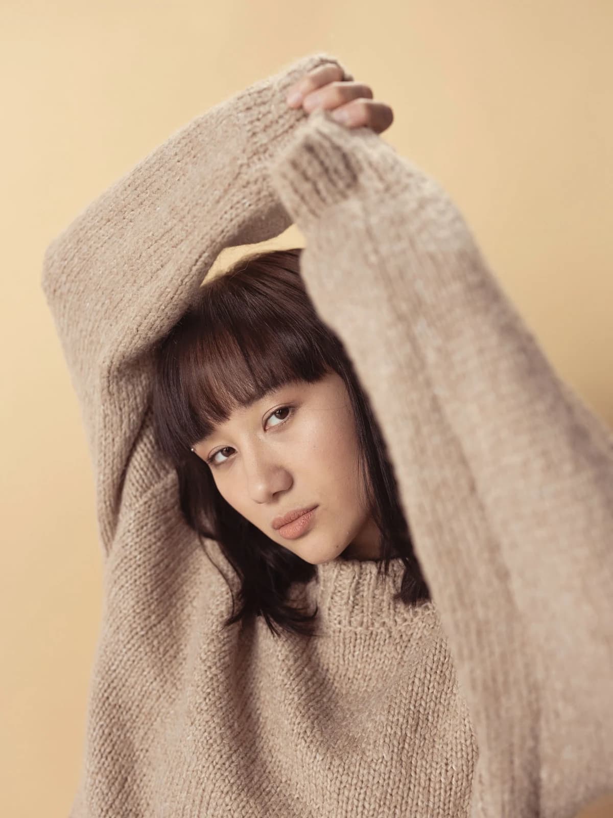 박시 캐시미어 니트 착용 컷